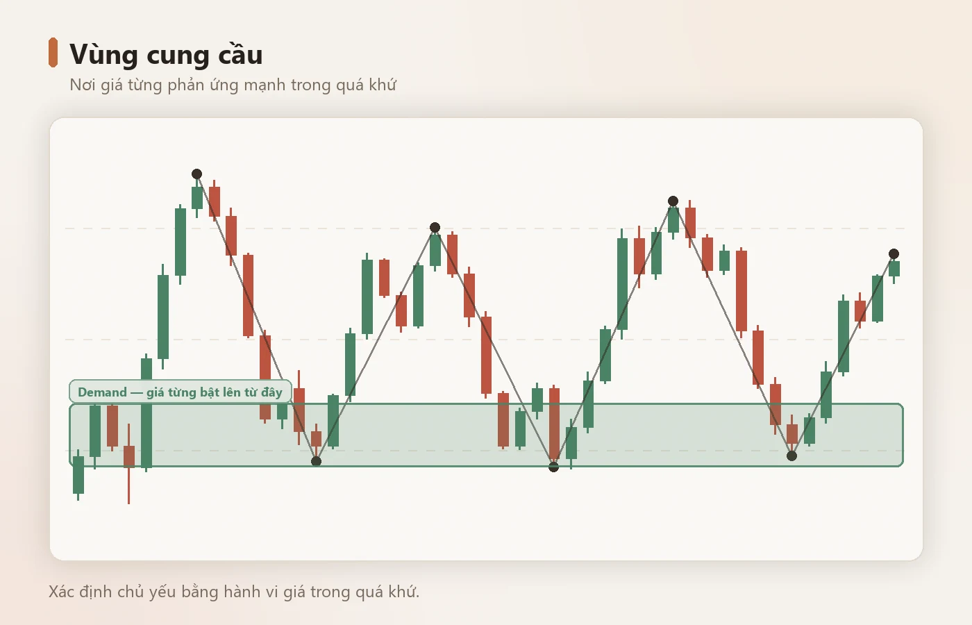 Vùng cung cầu — nơi giá từng phản ứng mạnh.