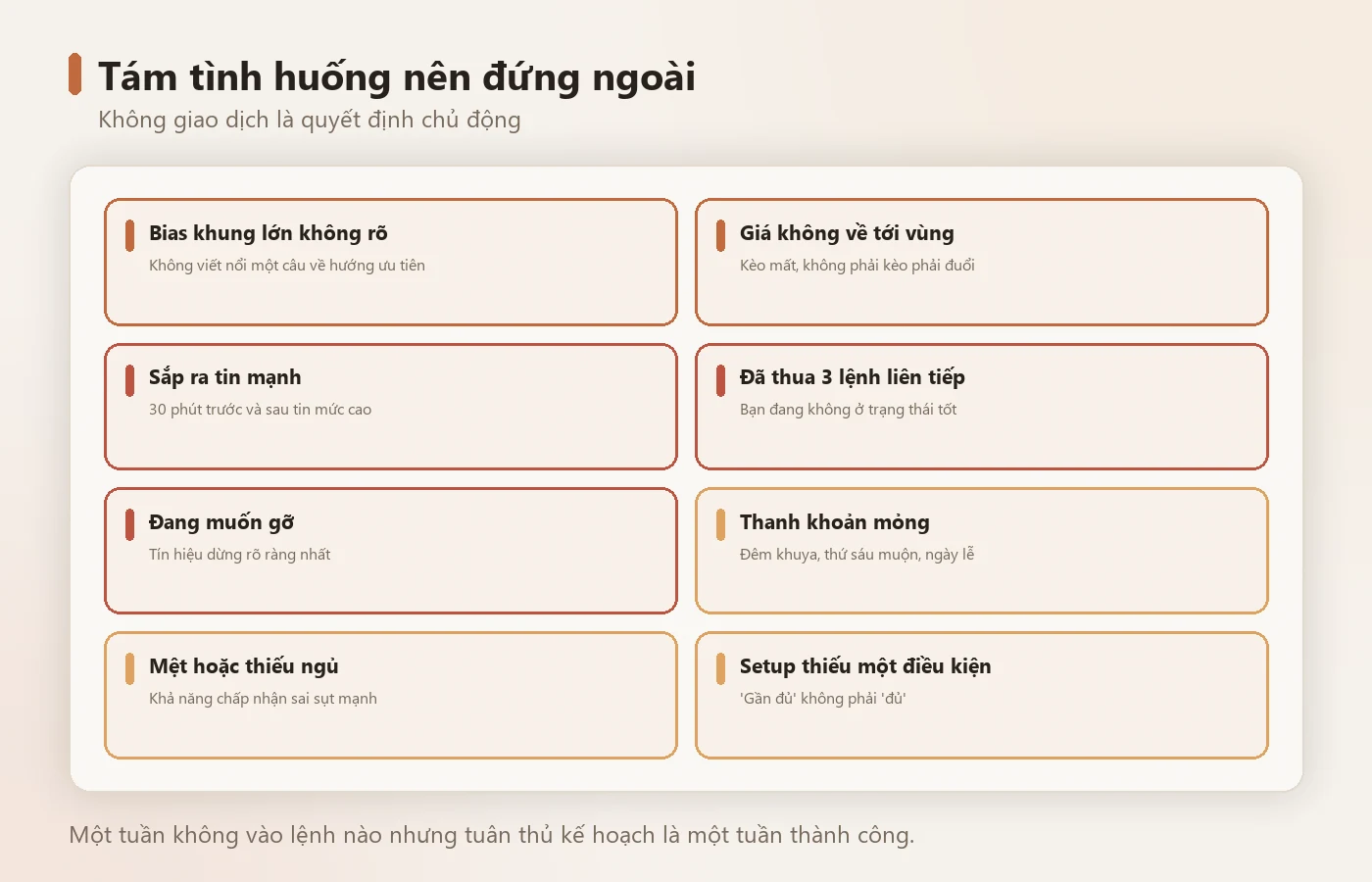 Tám tình huống mà đứng ngoài là quyết định đúng.
